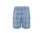 Blauwe geruite shorts met elastische tailleband.