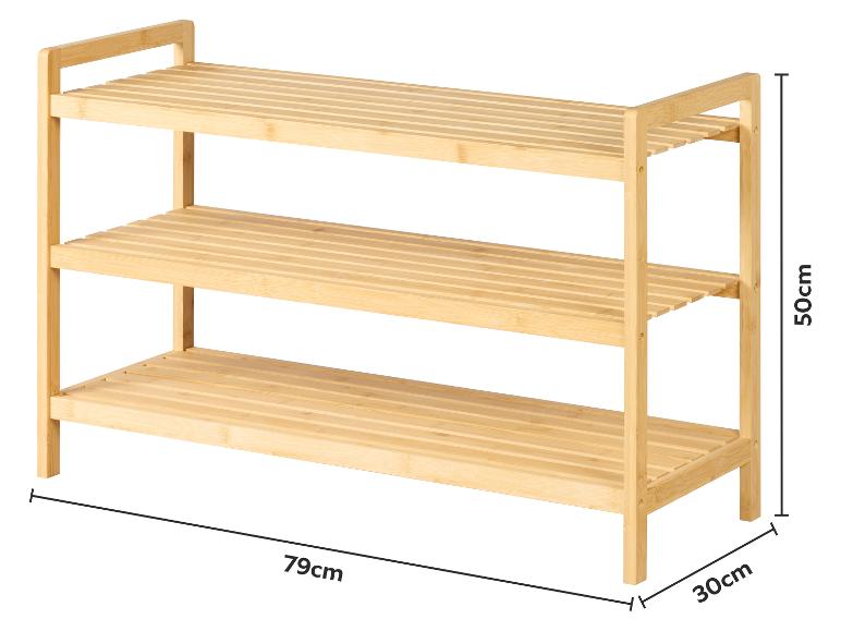 Bamboe schoenenrek met 3 niveaus, 79x30x50cm