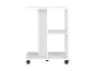 Witte roltafel met planken, ideaal voor kleine ruimtes.