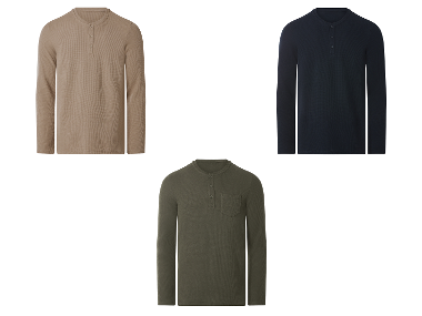 ESMARA MEN Heren longsleeve, henley in wafelstructuur
