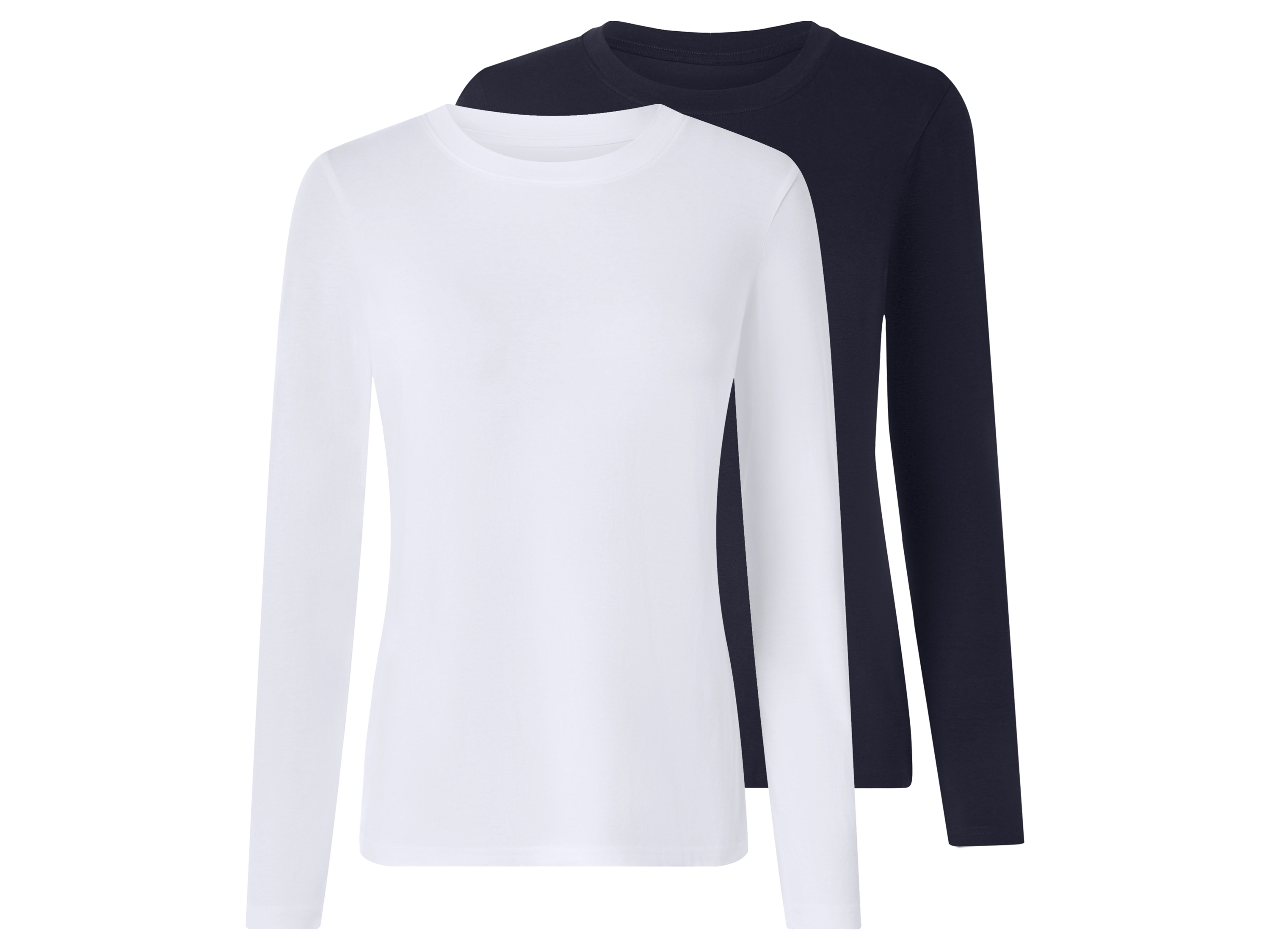 esmara Set van 2 dames longsleeves (Donkerblauw/wit, XS (32/34))