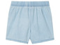 Lichtblauwe denim short met elastische tailleband.