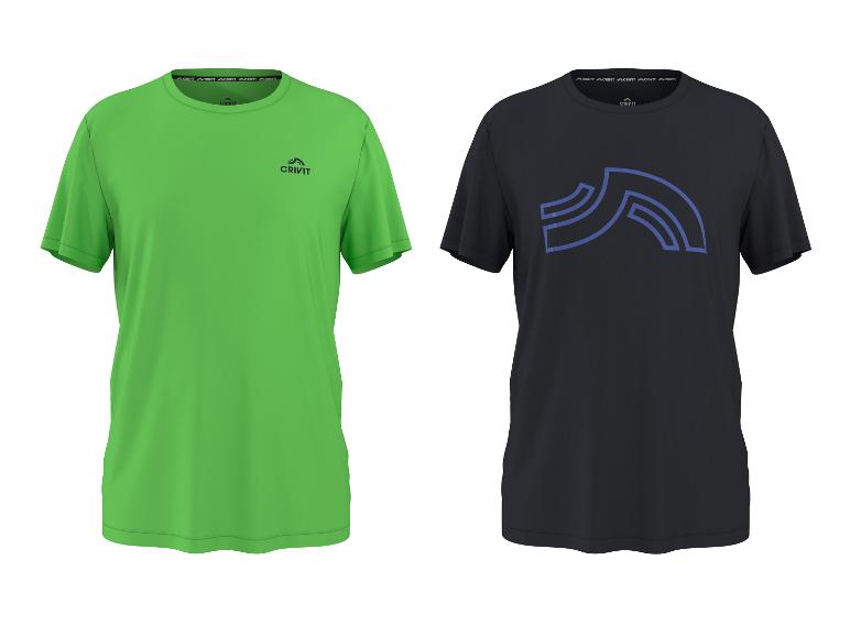 Twee sportieve T-shirts met korte mouwen, één groen en één zwart met een blauwe print.