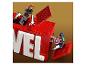 LEGO Marvel set met Black Widow en Captain America minifiguren, en een rood logo.
