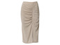 Beige geplooide rok met split.