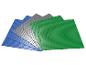 Blauwe, grijze en groene Lego-grondplaten, uitgewaaierd.