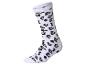 Witte sok met zwart en beige luipaardprint.