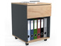 Mobiele archiefkast met lade en planken voor ordners.