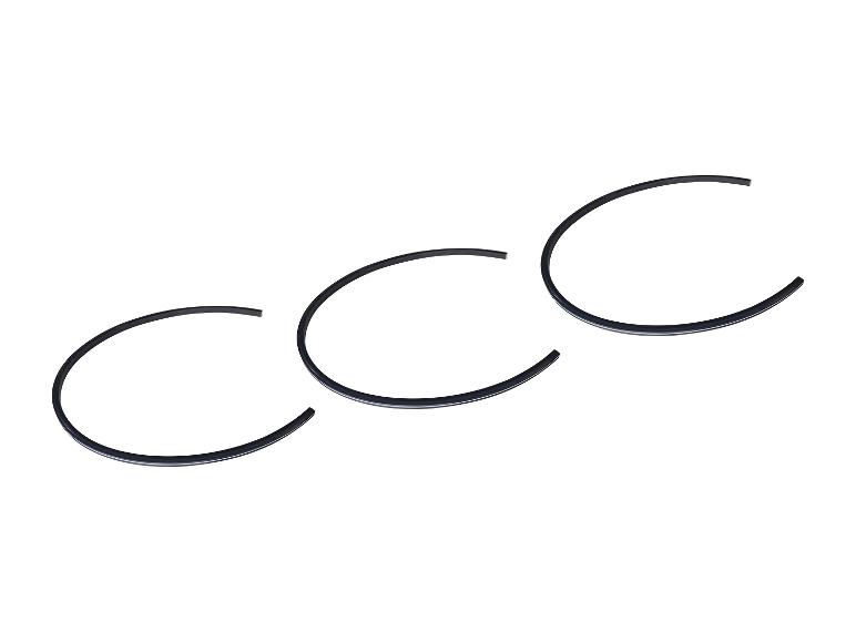 Drie zwarte halfronde rubberen afdichtingen op een witte achtergrond