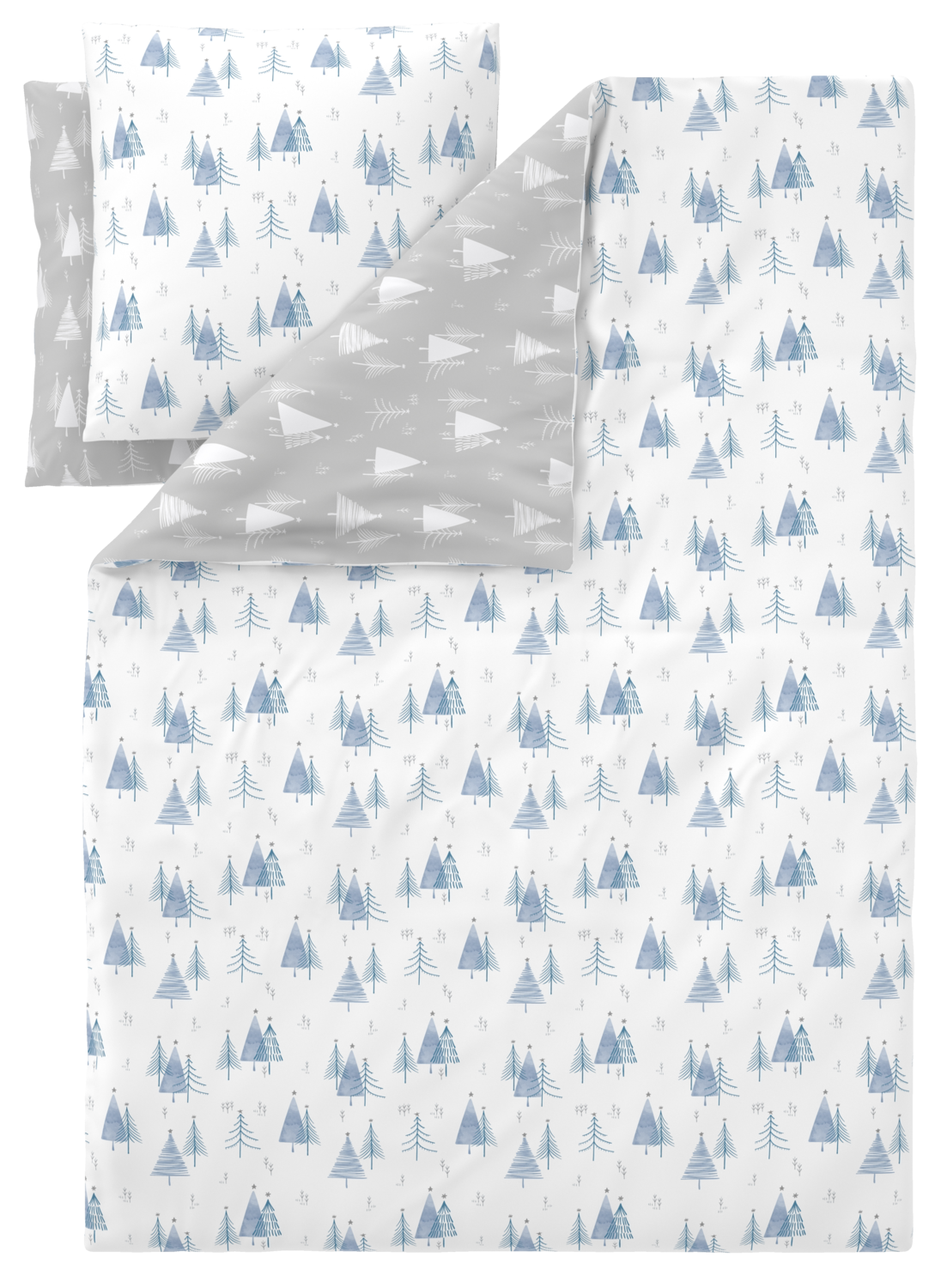 LIVARNO Flanellen dekbedovertrek, 240 x 220 cm (Kerstboom/blauw)