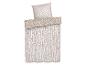 Dekbedovertrek en kussensloop set met een beige en wit geometrisch patroon.