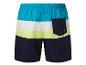 Multicolor zwemshorts: turquoise, wit, lichtgeel en donkerblauw.