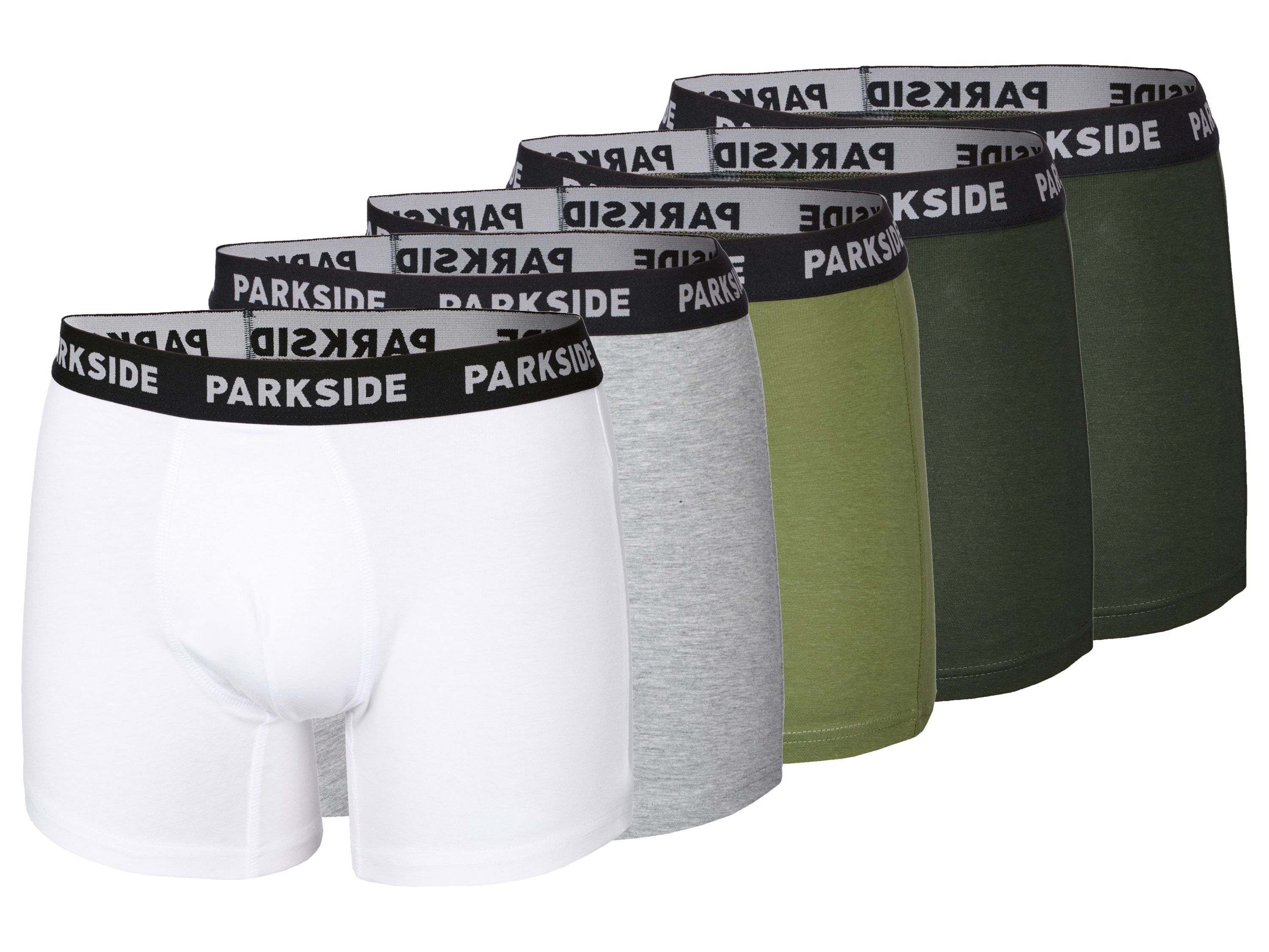 PARKSIDE Set van 5 heren boxers (Grijs/groen/wit, M)