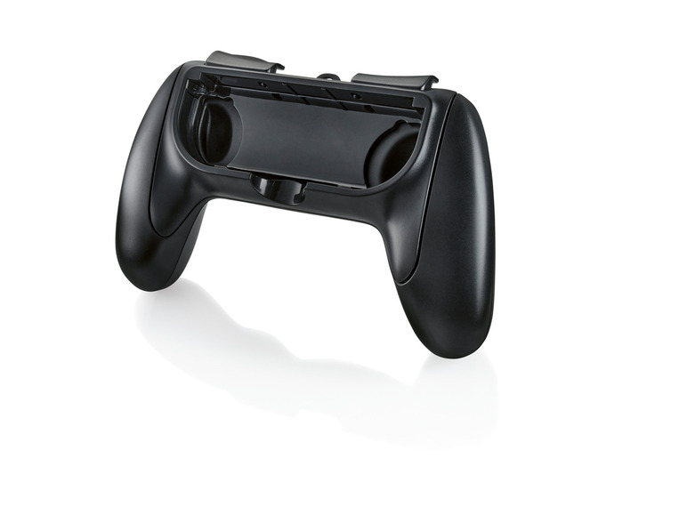 Een zwarte Nintendo Switch Joy-Con-houder voor het spelen van games