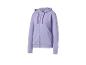 Een lichtpaarse hoodie met rits en capuchon