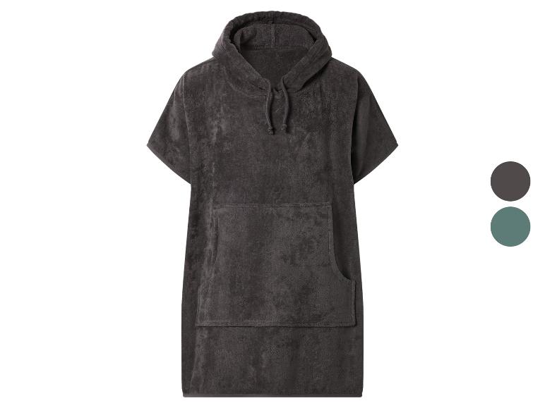 Donkergrijze en zeegroene handdoekponcho met capuchon