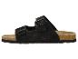 Zwarte sandalen met twee bandjes, gespen en kurken zool