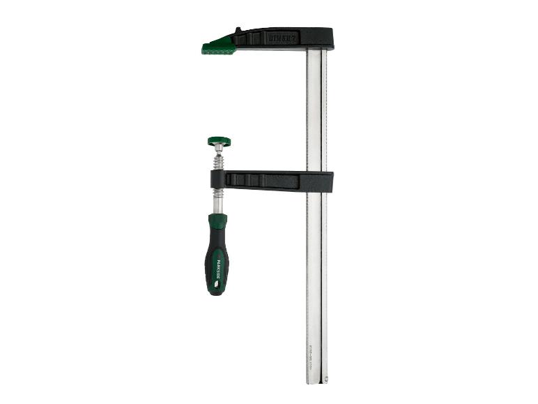 Balkklem van metaal en zwart-groen plastic.