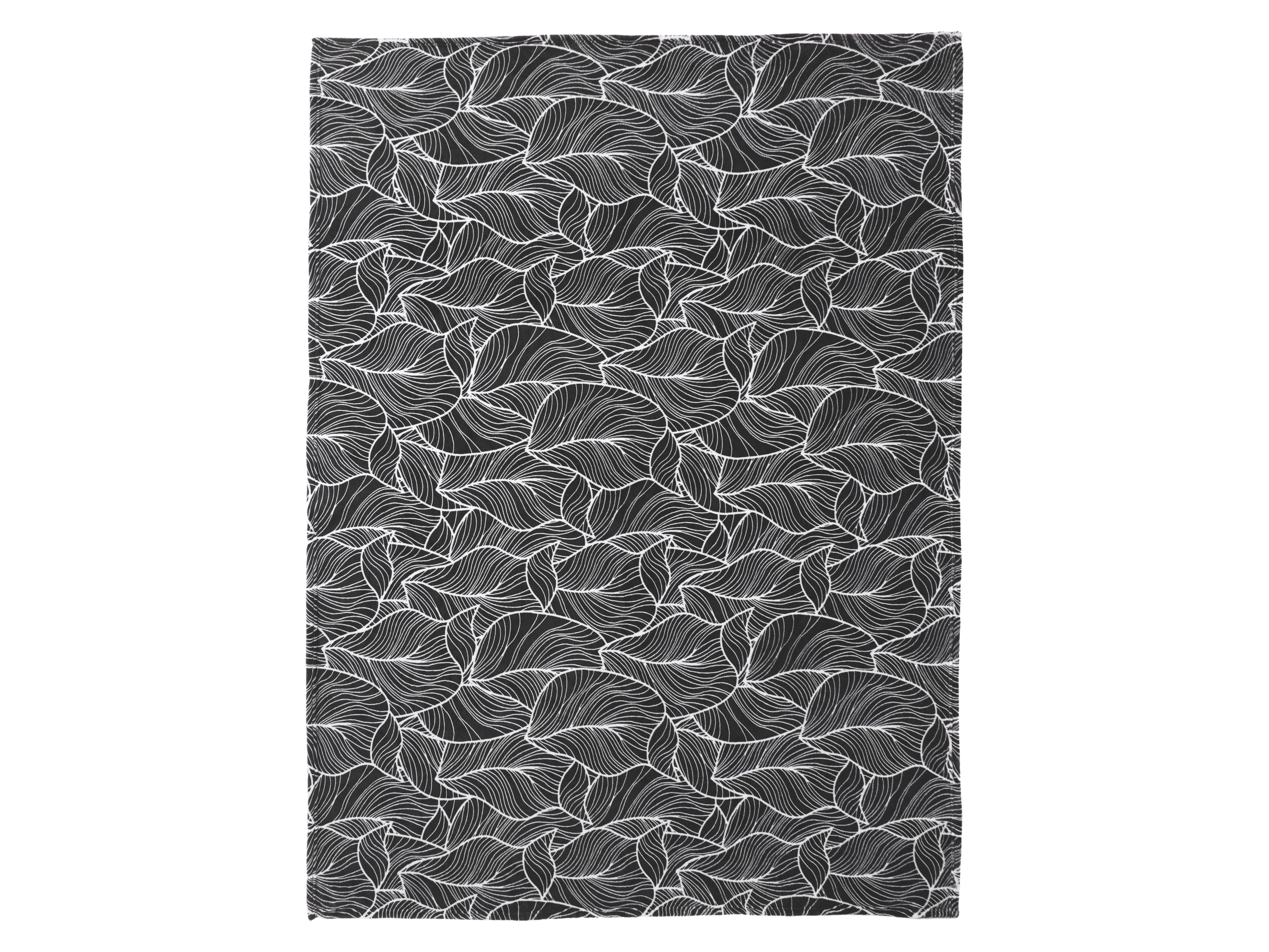LIVARNO Plaid 150 x 200 cm (Bladeren/zwart)