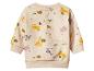 Lichtbruin baby sweatshirt met dierenprint en knoopjes in de nek.