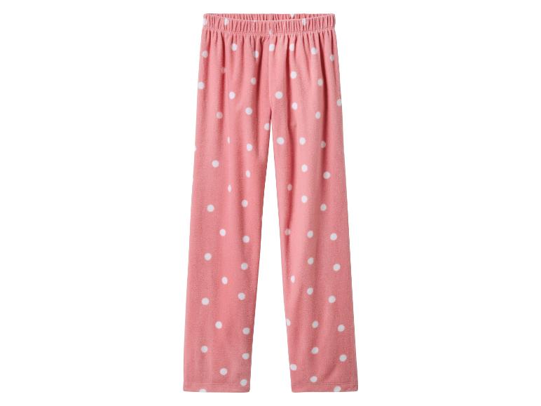 Roze pyjamabroek met witte stippen.