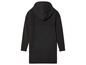 Een zwart hoodiejurk met lange mouwen.