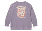 Lila sweater met bloemen- en vlinderprint.