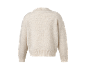 Beige, zachte trui met lange mouwen en ronde hals, achteraanzicht.