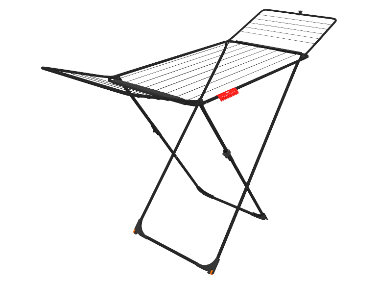 Zwarte opvouwbare wasdroger.