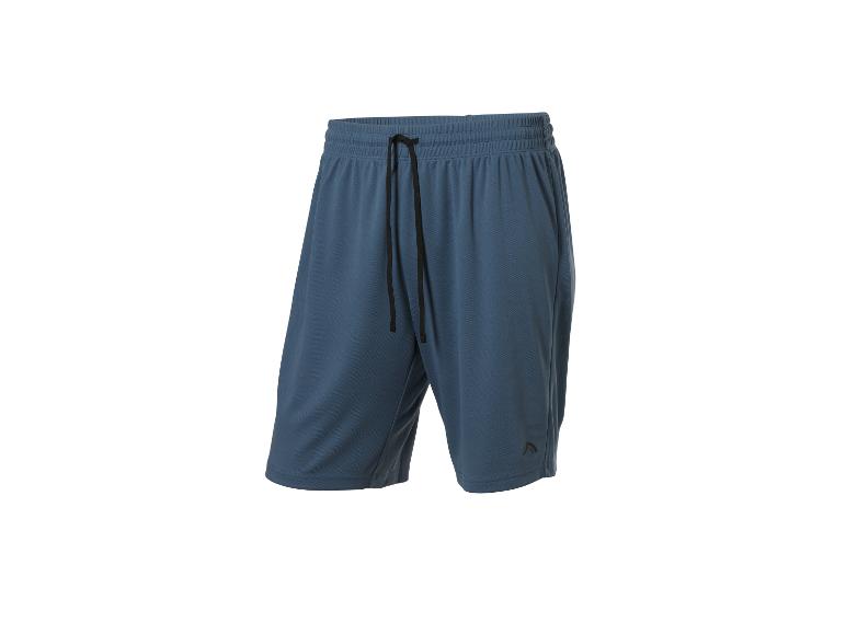 Blauwe sportshort voor heren met een zwart trekkoord in de taille.