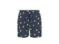 Marineblauwe pyjamashorts met gele citroenprint.