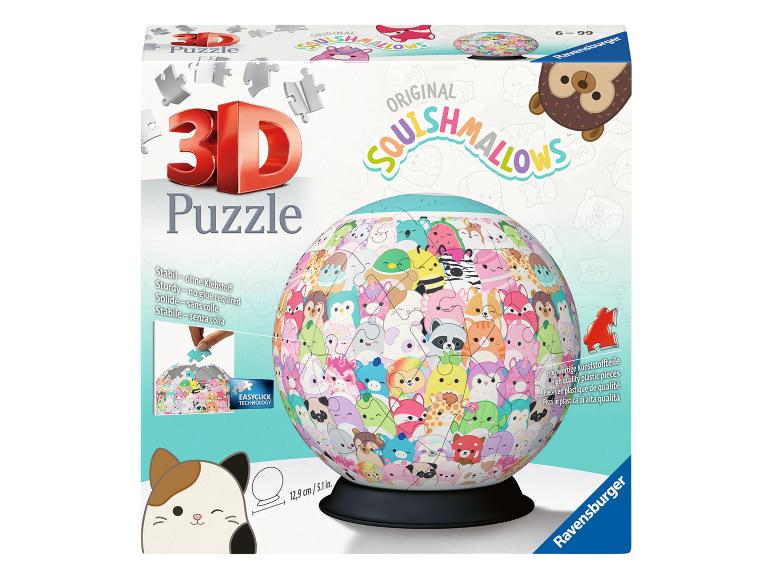 Ravensburger 3D bolpuzzel: schattige Squishmallows dieren.