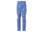 Blauwe kinderlegging met sprookjesfiguren en bloemenprint.