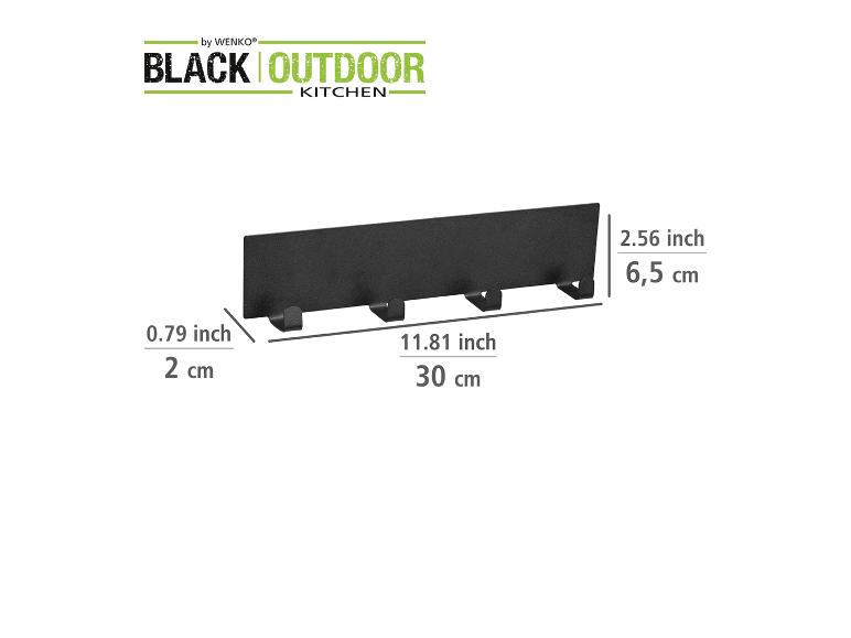 WENKO Black Outdoor Kitchen wandhaak met drie haken.