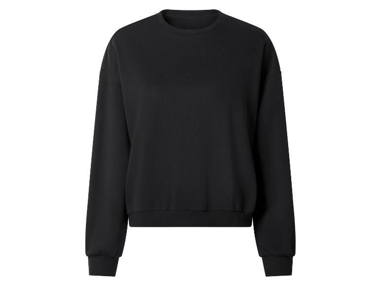 Zwart sweatshirt met ronde hals en lange mouwen.