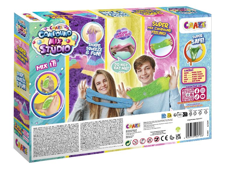 Craze Compound Mix Studio met slime, zand en klei om mee te spelen.