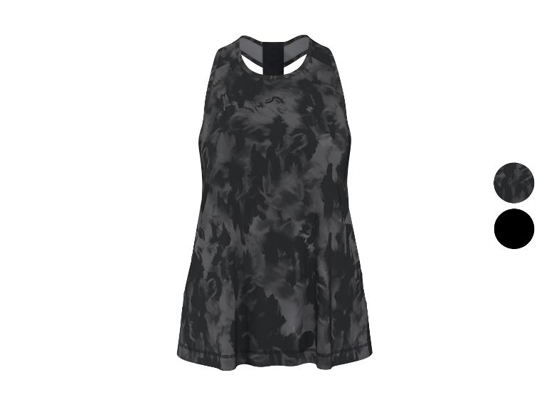 Mouwloze sportjurk voor dames met grijs en zwart tie-dye patroon.