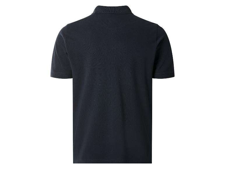 Donkerblauw poloshirt voor heren, achterkant.