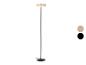 Moderne vloerlamp met een zwarte standaard en een beige ronde kap, met kleuropties.