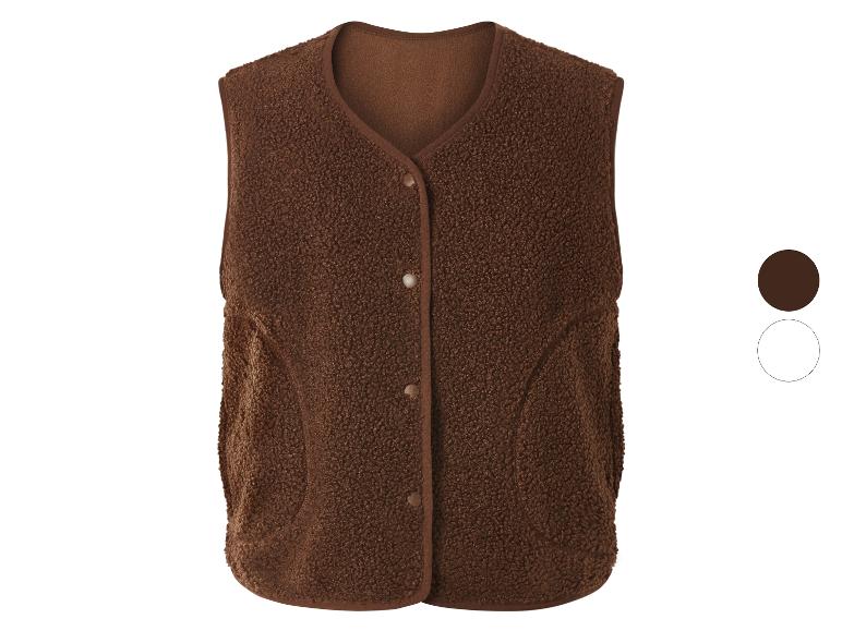Bruin teddy fleece vest met knopen
