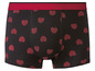 Zwarte boxershorts met rode hartjes.