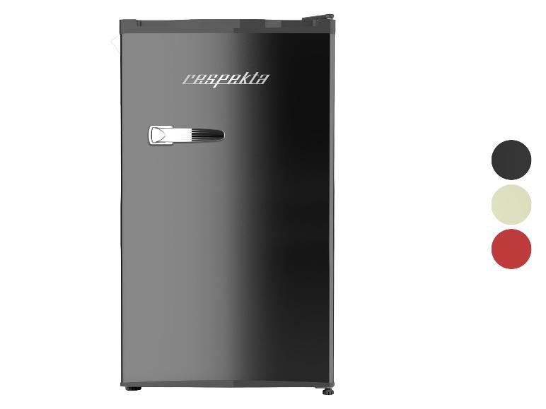 Zwarte retro minikoelkast met zilveren handvat en kleuropties