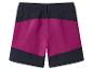 Dames sportshort in donkerblauw en magenta met elastische tailleband.