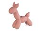 Een roze ballondier-vormig decoratief object.