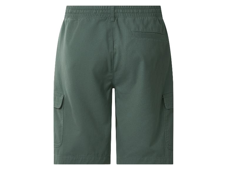 Groene heren cargo shorts met elastische tailleband en zijzakken