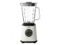Crèmekleurige blender met zwarte accenten en snelheidsregelaar.