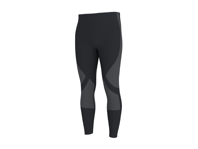 Zwarte sportlegging met grijze gestreepte details.