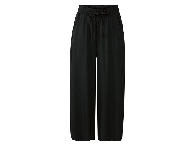 Zwarte wijde broek met elastische tailleband
