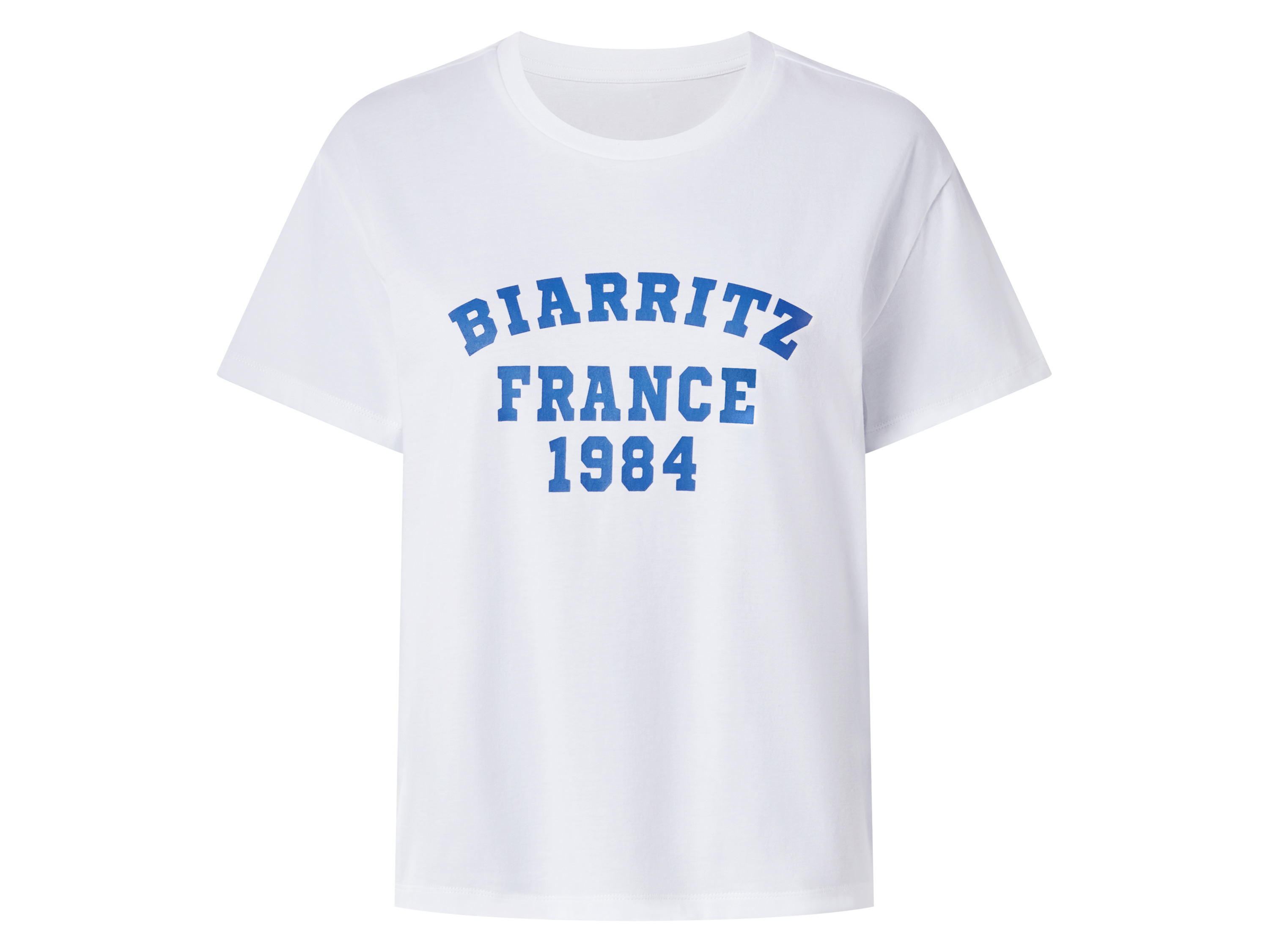 esmara Dames T-shirt (Wit/blauw, M (40/42))