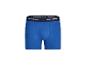 Blauwe boxershorts met een zwarte elastische tailleband met de tekst 'HAPPY SHORTS' in wit.